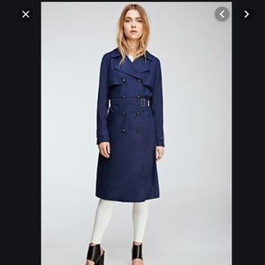 Belted Navy Blue Trench Coat